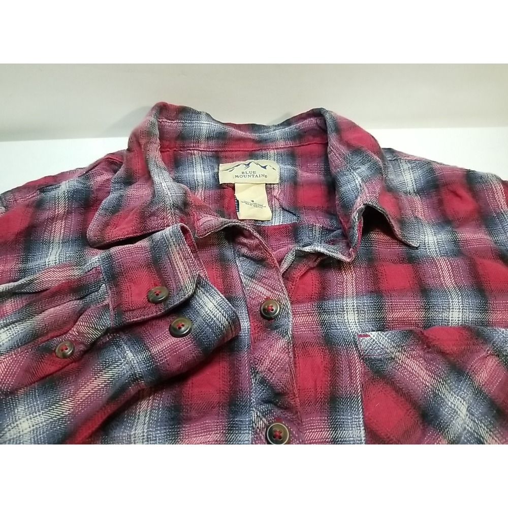 Blue Mountain‎ Womens Plaid Long Sleeve Button Up Shirt Small